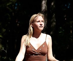 Scrutinize blondie's smoothie as she takes a leak