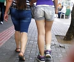 Spying tight hot pants view on cam