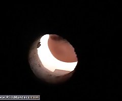Young chick peeing in a cesspool got shot on cam